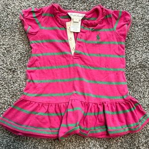 Ralph Lauren purple/magenta and green striped shirt dress 3 months
